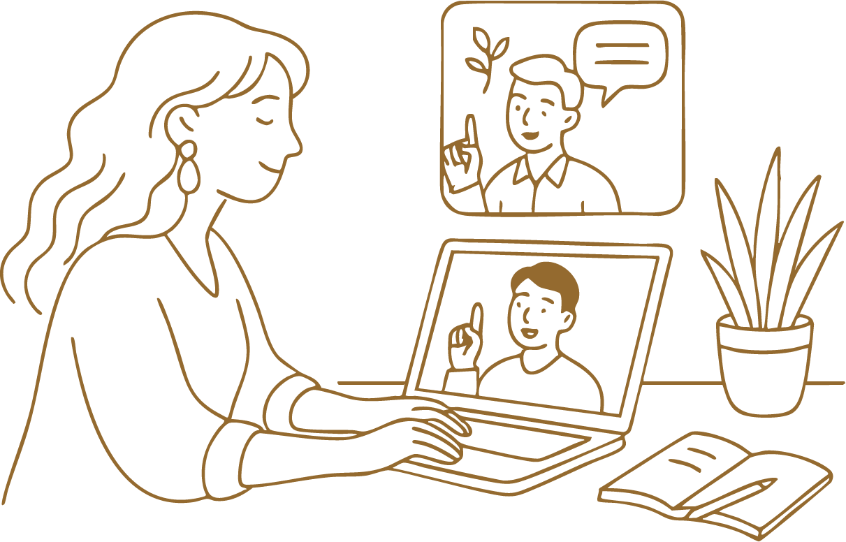 Ilustración de un taller virtual para equipos